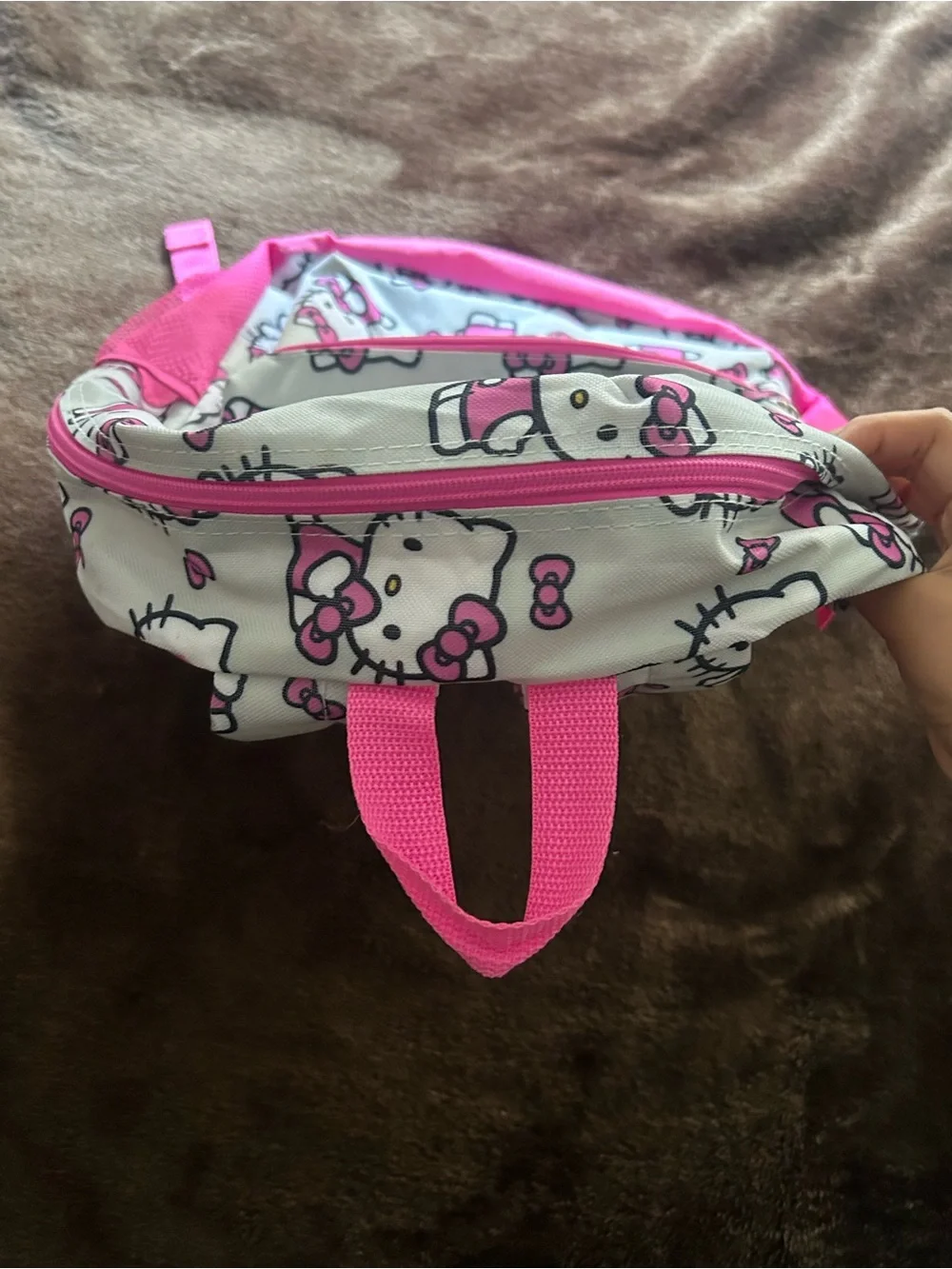 Hello Kitty Pink and White Kids Backpack with Character Print